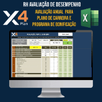 Imagem do produto X4Plan - Planilha de Avaliação de Desempenho para RH. Ideal para Gestão de Plano de Carreira e Programas de Bonificação Anual.