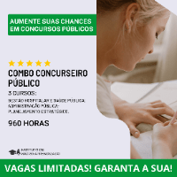 Imagem do produto COMBO CONCURSEIRO PÚBLICO- 3 CURSOS - 960 HORAS | ADMINISTRAÇÃO PÚBLICA + PLANEJAMENTO ESTRATÉGICO + GESTÃO HOSPITALAR E SAÚDE PÚBLICA