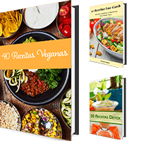 Imagem do curso "40 Receitas Veganas", "20 Receitas Detox", "50 Receitas Low Carb"