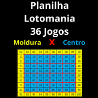 Imagem do produto Moldura X Centro Planilha Lotomanía 100 Dezenas 36 Jogos