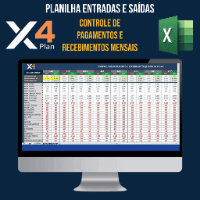 Imagem do produto X4Plan Planilha de Gastos Mensais Excel. Controle de Pagamentos e Recebimentos. Planilha de Finanças Pessoais