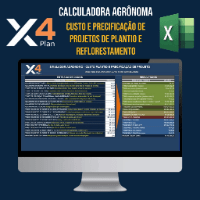 Imagem do produto X4Plan Planilha Calculadora Agronômica com Simulador de Custo e Precificação de Projetos de Plantio e Reflorestamento. Elabora Proposta Comercial Automáticamente.