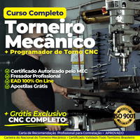 Imagem do curso Curso Completo Curso de Torneiro Mecânico Ferramenteiro + Fresador Ferramenteiro + Ajustador Mecânico (Video Aulas + Ebook)
