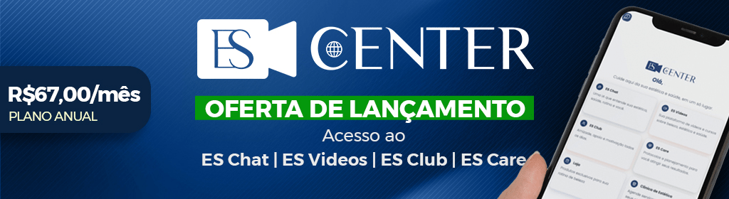 Banner superior do produto. Segue a descrição do conteúdo: ES CENTER OFERTA DE LANÇAMENTO – Só nos dias 04, 05 e 06 de agosto
04/08 – O Dia Mais Vantajoso:

- Consultoria em Grupo com a Patrícia
De R$97 por R$0

- 1 Especialista ES Care por 1 ano
Além do acompanhamento padrão. De R$197 por R$0

- Cupom de 25% OFF + Frete Grátis
Mais de R$50 de economia nos produtos

E o melhor:
Você economiza R$264 só no valor do ES CENTER

Economia total no dia 04: até R$608

05/08 – A consultoria já sai do pacote:
- Você ainda leva o especialista extra + cupom
- Economia total: até R$511

- 06/08 – Última chance, com menos benefícios:
- Apenas o cupom de 20% OFF + frete grátis
- Economia total: até R$314

Por que o ES CENTER é diferente?
Porque aqui, você não está sozinha.
Unimos o melhor da tecnologia com o cuidado humano, criando uma experiência de autocuidado inteligente, contínua e transformadora.

Comece agora sua jornada com orientação, acolhimento e resultados reais.
Garanta seu acesso no dia 04 e aproveite tudo com até R$608 de economia.

- ES CENTER – Onde Ciência, Cuidado e Beleza se Encontram
Sabe aquela sensação de estar perdida entre tantas informações sobre estética e não saber por onde começar? O ES CENTER nasceu exatamente para resolver isso.

Criamos um ecossistema digital completo, onde ciência, tecnologia e cuidado humano se unem para transformar o seu autocuidado em algo realmente eficaz, personalizado e acessível.

O que te espera dentro do ES CENTER:

- ES CHAT – Sua consultora de beleza 24h por dia
Um assistente inteligente que entende você, responde dúvidas e te orienta com base em ciência real.

- ES VÍDEOS – Conhecimento que transforma
Cursos e aulas exclusivas da Patrícia Elias e convidados, com conteúdos do básico ao avançado, sempre com foco prático.

- ES CLUB – Sua comunidade de autocuidado (em breve)
Um espaço para compartilhar conquistas, tirar dúvidas e crescer junto com quem vive os mesmos desafios que você.

- ES CARE – O cuidado contínuo que sua pele e cabelo merecem
Ao preencher sua avaliação, você recebe um protocolo 100% personalizado, feito por um especialista com base no seu perfil, rotina e objetivos.

Você também terá acesso a ferramentas exclusivas:
- Planejadores de rotina
- Calculadoras inteligentes de produtos e ativos
- Organizadores de skincare e cabelo
- 1 especialista para suporte, protocolos personalizado e atualizações 24h anti-idade, manchas ou cuidado capilar.