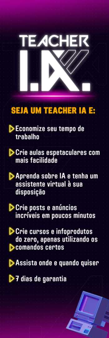 Banner lateral do produto. Segue a descrição do conteúdo: Curso para professores autônomos que querem aprender a utilizar inteligência artificial para otimizar seu trabalho online.
