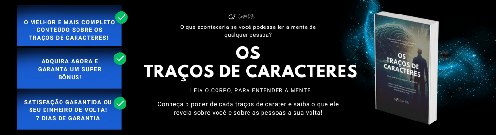 Banner superior do produto. Segue a descrição do conteúdo: Esse E-book é pra você que:
* Ainda não passou pela analise corporal mas quer saber mais sobre esse universo e aprofundar seu auto conhecimento. 
*Já passou pela análise corporal e quer saber mais sobre os traços de caracteres e como cuidar de cada um deles. 
* É da área do desenvolvimento humano ou é um colega analista corporal e quer aprofundar ainda mais seus conhecimentos.
* É de outras áreas como vendas é quer usar o conhecimentos dos traços de caráter para alavancar seus resultados.
* Busca respostas para questões na área amorosa, financeira e na saúde. 

Esse matéria foi desenvolvido com base em anos de estudo sobre análise corporal e os traços de caracteres, nele contém conteúdos riquíssimos que ouso dizer que você não encontrará em lugar nenhum, são conteúdos como: 

Os Estudo por trás da metodologia;
Como surgiu cada traço de caracteres e as fases do desenvolvimento;
Genética x Os traços de caracteres; 
Como cuidar de cada traço de forma isolada;
Quais dores e habilidades de cada traços;
Vestimentas favoráveis e desfavoráveis;
Ambiente favoráveis e desfavorável para cada traço;
O que é estar na dor;
Como sair da dor e ir para o recurso;
Dependência emocional; 
Ambição natural dos traços;
Como funcionam os traços na dor;
Os traços nos relacionamentos;
Tudo isso e muito mais!

E Também não poderia falta um BÔNUS ESPECIAL!!