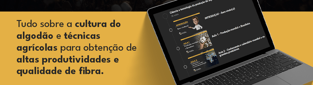 Banner superior do produto. Segue a descrição do conteúdo: No Universo Cotton Apps você tem acesso às principais inovações da cultura do algodoeiro. São aulas com os maiores especialistas da cultura no Brasil, tudo sempre baseado em ciência e pesquisa.