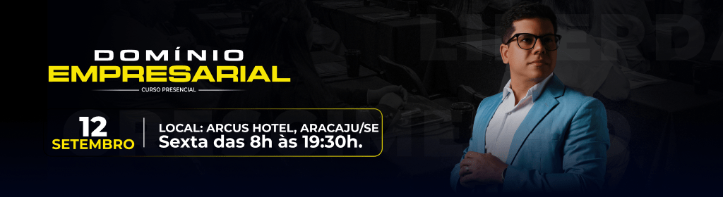Banner superior do produto. Segue a descrição do conteúdo: Um dia de treinamento para ter uma empresa que não dependa da sua presença e alcance + lucro, liberdade e crescimento.