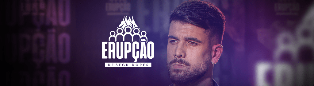Banner superior do produto. Segue a descrição do conteúdo: Erupção de Seguidores 2.0 conta com as estratégias para você aumentar sua base de seguidores aplicando os gatilhos da atenção de forma simples e fácil.