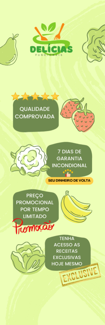 Banner lateral do produto. Segue a descrição do conteúdo: O Kit Funcional Anticâncer foi criado para ajudá-lo a melhorar sua saúde através da alimentação. Focado em superalimentos que potencializam o sistema imunológico, este kit oferece tudo o que você precisa para fortalecer seu corpo, prevenir doenças e combater inflamações de maneira simples, prática e deliciosa.

O QUE VOCÊ VAI RECEBER:

Guia Rápido: Conheça os alimentos com maior poder de fortalecimento do sistema imunológico e como integrá-los à sua rotina alimentar diária.

Planner Semanal de Refeições Funcionais: Planeje suas refeições com superalimentos que vão turbinar sua imunidade e ajudar a prevenir o câncer.
