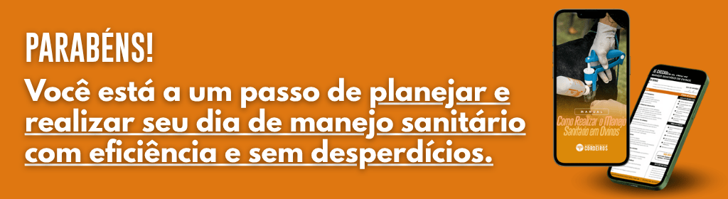 Banner superior do produto. Segue a descrição do conteúdo: No nosso manual "Como Realizar o Manejo Sanitário em Ovinos", você vai aprender métodos corretos para a administração de medicamentos por vias subcutânea, intramuscular, oral e intravenosa, além de estratégias eficazes como o método Famacha e práticas de manejo de pastagens que ajudam a reduzir custos e melhorar a saúde dos seus animais.

Você também receberá dicas práticas sobre o uso correto de seringas, agulhas e o armazenamento adequado de vacinas, tudo para que você possa aplicar o conhecimento de forma imediata e eficaz.

Este manual é especialmente para você, que busca melhorar a sanidade do seu rebanho. Escrito por Léo Pinto, médico veterinário e ovinocultor com anos de experiência, o conteúdo é prático e atualizado, trazendo informações relevantes e aplicáveis. O manual foi elaborado para falar a sua língua, oferecendo dicas que se aplicam a rebanhos de todos os tamanhos.
