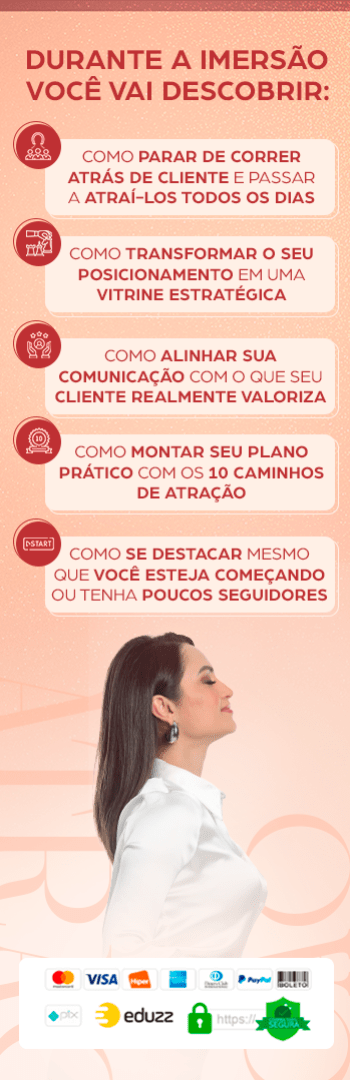 Banner lateral do produto. Segue a descrição do conteúdo: Construa comigo o plano validado para atrair clientes todos os dias — mesmo que esteja começando do zero.