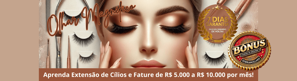 Banner superior do produto. Segue a descrição do conteúdo: Aprenda a técnica mais lucrativa do mercado da beleza!
- Curso rápido e prático – domine a técnica em apenas 10 dias
- Alta demanda – mulheres pagam caro por esse serviço
- Comece do zero e já tenha clientes em poucas semanas
- Bônus exclusivo: Curso de Design de Sobrancelhas 100% gratuito