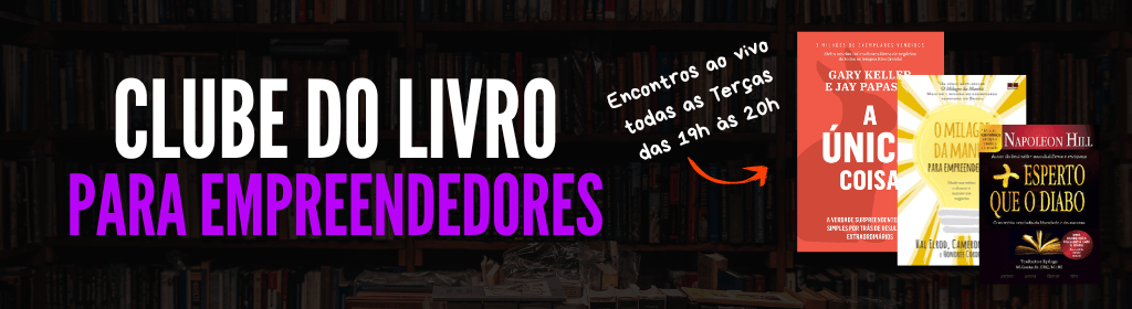 Banner superior do produto. Segue a descrição do conteúdo: O Clube do Livro Empreendedores em Ação é um grupo exclusivo no WhatsApp, criado para quem deseja unir leitura, networking e aplicação prática de grandes ideias no mundo dos negócios.

Como funciona:

Lemos 1 livro por mês com cronograma organizado e técnicas de leitura para melhorar absorção do conteúdo.

Temos 1 encontro por semana, toda terça-feira das 19h às 20h, para conversar sobre a leitura, discutir aplicabilidade no negócio, compartilhar insights e indicações de livros.

O grupo abre apenas no dia do encontro, para manter o foco e qualidade nas discussões.

No final de cada mês, realizamos um SORTEIO DE UM LIVRO entre os participantes que concluíram a leitura e estiveram presentes em todos os encontros.

Um espaço para motivação, disciplina e troca de experiências, ajudando todos a se tornarem leitores assíduos e empreendedores mais preparados.

Livros dos próximos meses:

Novembro – O Milagre da Manhã para Empreendedores (Hal Elrod & Cameron Herold)
Esse livro mostra como criar uma rotina matinal poderosa, específica para quem empreende. Ele ensina hábitos que aumentam foco, produtividade e energia para tirar projetos do papel e acelerar resultados nos negócios.

Dezembro – A Única Coisa (Gary Keller & Jay Papasan)
Um guia prático para quem deseja simplificar a rotina e focar no que realmente importa. O livro ajuda empreendedores a identificar a prioridade capaz de gerar impacto máximo, evitando distrações e conquistando grandes resultados com clareza e propósito.

Se você quer aprender, aplicar e crescer junto com outros empreendedores, este é o seu lugar.

Bora ler juntos?