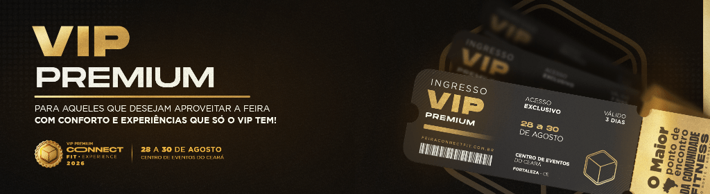 Banner superior do produto. Segue a descrição do conteúdo: Feira Connect Fit Experience – A Melhor Experiência Fitness do Brasil! A Connect Fit é uma feira que reúne os maiores nomes do mundo fitness, nutrição, empreendedorismo, saúde e bem-estar, para proporcionar três dias de muito conhecimento, networking e oportunidades.