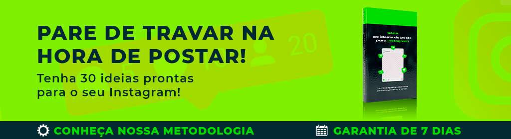 Banner superior do produto. Segue a descrição do conteúdo: Tenha 30 dias de conteúdo prontos para aplicar no Instagram da sua marca.

Você sabe que precisa manter seu Instagram ativo, mas todos os dias surge a mesma dúvida: “O que eu vou postar hoje?”
Esse e-book foi criado para resolver exatamente esse problema.

Em “30 Ideias de Posts para o Instagram da Sua Empresa”, você terá um guia prático, direto e estratégico com 30 ideias de postagens prontas para aplicar, explicadas de forma simples e com exemplos reais de diferentes tipos de negócios — incluindo áreas como Psicologia, Advocacia, Engenharia, Beleza, Gastronomia e muito mais.

Cada ideia vem acompanhada de:

Por que funciona: o raciocínio estratégico por trás de cada tipo de post;

Como aplicar: o passo a passo para transformar a ideia em conteúdo real;

Exemplos: sugestões práticas adaptadas para diferentes nichos.

Esse e-book é para você que:

É empresário, prestador de serviço ou profissional liberal e quer melhorar sua presença no Instagram;

Deseja aumentar engajamento, gerar autoridade e atrair novos clientes;

Cansou de perder tempo tentando pensar em ideias de conteúdo;

Quer um guia rápido, funcional e pronto para aplicar, mesmo sem experiência em marketing.

Com este material, você vai aprender a criar postagens que:

Educam e geram valor para o público;

Conectam pessoas à sua marca;

E transformam seguidores em clientes de forma natural e constante.

“30 Ideias de Posts para o Instagram da Sua Empresa” é mais do que um compilado de ideias — é um mapa estratégico de conteúdo, criado especialmente para quem quer transformar o Instagram em uma ferramenta de vendas e posicionamento profissional.

Comece hoje mesmo e descubra como é possível ter um mês inteiro de conteúdo estratégico pronto para usar — mesmo que você nunca tenha feito marketing antes.

JP Marketing Digital – Transformando conteúdo em resultado.