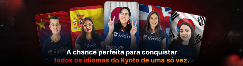 Banner superior do produto. Segue a descrição do conteúdo: Passe livre para todos os cursos disponíveis (Japonês, Coreano, Chinês, Inglês e Espanhol)

O Método Kyoto de ensino foi criado exclusivamente para assinantes da nossa plataforma, que envolve organização, ótimos conteúdos e um ranking gamificado. Além de aprender um novo idioma, você também se diverte e se mantém motivado durante sua trajetória.

Bônus
1. Minicurso – História e Geografia da Japão
2. Minicurso – História e Geografia da Coreia
3. Minicurso – História e Geografia da China
4. Minicurso – História e Geografia da Alemanha
5. Minicurso – Inglês para Viagens
6. Minicurso – História e Geografia da Japão
7. Minicurso – Aprenda Japonês com animes e Mangás
8. Ebook – Hacks Mentais para aprender um novo idiomas em menos tempo

Conteúdos inclusos:
Acesso a 5 cursos, com mais de 1000 videoaulas;
Avaliações em Vídeo;
Ranking gameficado; 
Certificado de conclusão;
Plataforma online 24h por dia;
Acesso vitalício.

Ainda tem dúvidas?
Entre em contato no WhatsApp!
(21) 98187-8666