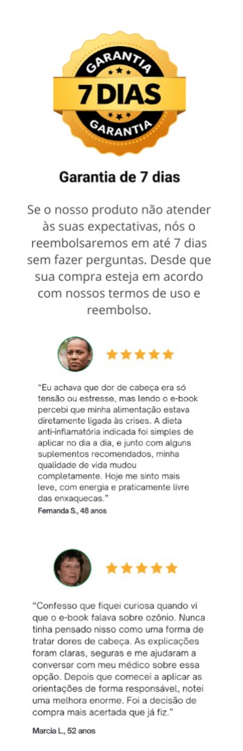 Banner lateral do produto. Segue a descrição do conteúdo: No Kit Alívio Imediato você terá acesso aos produtos abaixo:

E-book 1: Domine Sua Cabeça: Guia Completo para Entender e Superar as Dores de Cabeça
Descubra seu tipo de dor de cabeça, trate na origem e alivie-se de vez.
+20 ferramentas e um plano de ação exclusivo.

Bônus 1: Guia de automassagem para aliviar dores tensionais
Bônus 2: Checklist de alimentos gatilho e alimentos benéficos
Bônus 3: Plano de ação para os primeiros sinais da dor
Bônus 4: Tabelas e infográficos para fácil consulta
Bônus 5: Diário da dor de cabeça
Bônus 6: Meditação guiada para reduzir a tensão e aliviar a dor de cabeça

Cérebro Aliviado: Técnicas Práticas para Combater Dores de Cabeça e Enxaquecas
Pare de sofrer: 7 soluções para dores de cabeça digestivas, o poder dos óleos essenciais e do ozônio.
Saiba quando é hora de procurar um médico.
Bônus 1: Carboidratos do Bem Trocas Inteligentes para Equilibrar sua Glicemia
Bônus 2: Diário Alimentar: Como identificar os Gatilhos da Dor de Cabeça
Bônus 3: Vamos cuidar do Refluxo Ácido que pode ser uma das causas das suas dores de cabeça
Bônus 4: Tabela de Alimentos Inflamatórios x Anti-Inflamatórios
Bônus 5: Tabela de Causas Digestivas de Dor de Cabeça e Soluções Naturais 
Bônus 6: Meditação Refugio Sereno Contra a Dor