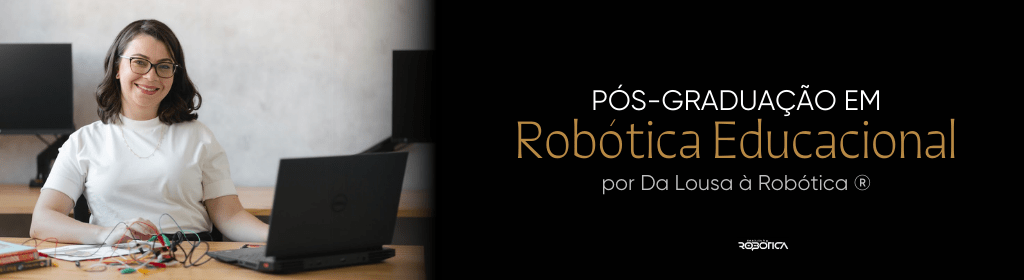 Banner superior do produto. Segue a descrição do conteúdo: A Pós-Graduação em Robótica Educacional é um programa inovador que capacita profissionais a integrar a robótica como ferramenta pedagógica, modificando o processo de ensino e aprendizagem. Com foco em metodologias ativas, criatividade e resolução de problemas, o curso prepara educadores e profissionais de diferentes áreas para criar ambientes de ensino dinâmicos e alinhados às demandas do século XXI.

Ao abordar desde os fundamentos da robótica até estratégias práticas de aplicação em sala de aula, a especialização promove a interseção entre tecnologia e educação, formando especialistas aptos a envolver alunos, potencializar o aprendizado interdisciplinar e liderar projetos educacionais inovadores.