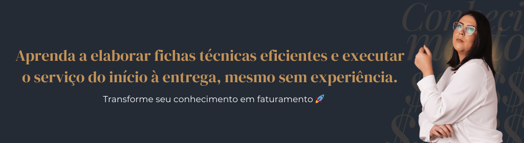 Banner superior do produto. Segue a descrição do conteúdo: Curso completo para te ensinar a elaborar fichas técnicas de preparações gastronômicas, precificar pratos e executar o serviço, desde proposta até a entrega.