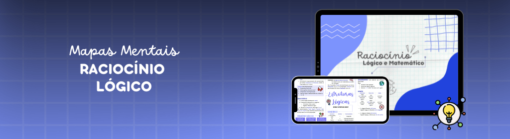 Banner superior do produto. Segue a descrição do conteúdo: Raciocínio Lógico
Produto 100% DIGITAL! Você receberá um material em PDF.
Tópicos esquematizados e ilustrados para melhor compreensão.
Material direcionado para revisões.
Este material possui 10 páginas de conteúdo. 
SUMÁRIO:
Estruturas Lógicas
Lógica de Primeira Ordem
Lógica de Argumentação
Lógica Sentencial
Proposições
Conectivos Lógicos
Princípios Lógicos
Tabela Verdade
Regras de Negação e Equivalência
Lei de Morgan
Análise Combinatória
Combinação, Arranjo e Permutação
Probabilidade
Interseção e União de Eventos
Probabilidade Condicional
Teoria dos Conjuntos