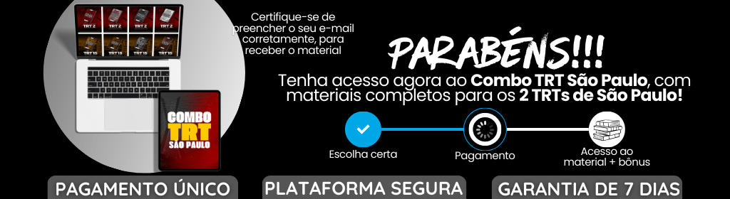 Banner superior do produto. Segue a descrição do conteúdo: O Legislação Mapeada é um material 100% focado nos Concursos do Tribunal Regional do Trabalho da 15ª Região - Campinas - TRT Campinas e no Tribunal Regional do Trabalho da 2ª Região, TRT São Paulo. Esses materiais foram elaborados por uma equipe de especialistas para você conseguir ter o melhor desempenho na preparação do concurso. Com esse material temos certeza que você irá conseguir a sua tão sonhada aprovação!