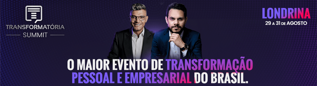 Banner superior do produto. Segue a descrição do conteúdo: Três dias eletrizantes que vão te entregar a chave mestra da Prosperidade. Você terá acesso as melhores estratégias de comunicação, influência, networking e posicionamento que transformaram estes grandes mentores que estarão no palco do Experience em referências do seu mercado, para que você seja a referência do seu mercado. Mais do que um evento, o Transformatória Summit é a porta de entrada para uma nova dimensão de prosperidade e liberdade. Uma oportunidade única de aprender com os melhores e se tornar um profissional mais respeitado, admirado e bem sucedido.
