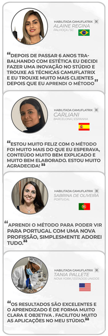 Banner lateral do produto. Segue a descrição do conteúdo: Tenha uma nova profissão e RECUPERE seu INVESTIMENTO com 1 CLIENTE! 

Um profissional iniciante cobra no mínimo R$ 350,00 por cliente. Isso mesmo! 

LUCAS CASTRO, fundador e desenvolvedor da técnica CAMUFLATRIX, treinou centenas de alunos em todo BRASIL, EUROPA, ESTADOS UNIDOS e ARGENTINA..