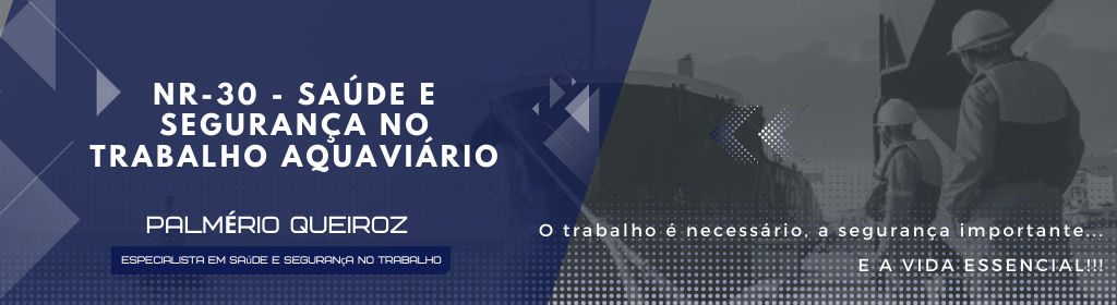 Banner superior do produto. Segue a descrição do conteúdo: Esta Norma Regulamentadora (NR 30) tem por objetivo estabelecer as medidas de prevenção em Segurança e Saúde no Trabalho Aquaviário e as diretrizes para a implementação do gerenciamento dos riscos ocupacionais nos portos e instalações portuárias, fluviais e lacustres. É de aplicação obrigatória em todos os locais de trabalho aquaviários, incluindo as áreas de embarque, desembarque, armazenamento e movimentação de cargas e passageiros. No livro, o autor, que é Auditor-Fiscal do Trabalho, comenta toda a NR 30, item por item. Também a NR é explicada através de perguntas e respostas. O material conta com um resumo esquematizado onde são informados todos os Relatórios obrigatórios e procedimentos necessários nas operações aquaviárias.