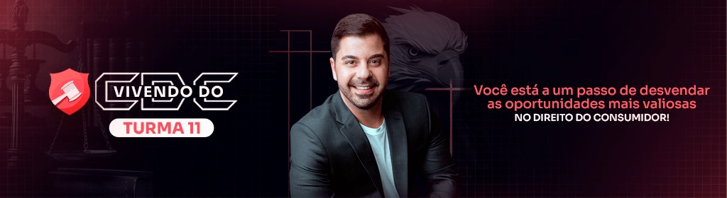 Banner superior do produto. Segue a descrição do conteúdo: O MÉTODO QUE VAI TE ENSINAR A FATURAR + DE R$ 120.000,00 POR ANO DOMINANDO A PRÁTICA JURÍDICA NA ÁREA CONSUMERISTA!

O Vivendo do CDC é a materialização de mais de 20 anos de advocacia, mais 17 anos atuando como professor e coordenador dos maiores cursos do país, mais de 300 mil obras vendidas e mais de 100 mil alunos!

No Vivendo do CDC você vai aprender um passo a passo para realmente Viver da Advocacia Consumerista, através do Método TMM, composto por Técnica, Marketing Jurídico e Mentalidade de Sucesso.

Tudo isso com aulas ao vivo semanais, suporte por Whatsapp e mais de 600 horas de aula com os melhores professores de Direito do Consumidor do país!